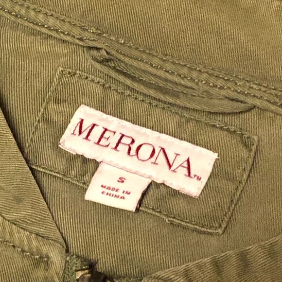 Merona Green Zip Front Utility Military Jacket Size Small - Picture 9 of 9